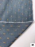 Italian Swiss Dot Twill Cotton Chambray - Denim Blue / Orange