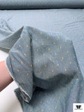 Italian Swiss Dot Twill Cotton Chambray - Denim Blue / Orange