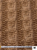 Italian Crocodile Printed Featherwale Stretch Cotton Corduroy - Brown / Ivory