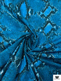 Italian Snakeskin Printed Cotton Shirting - Deep Turquoise / White