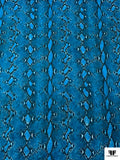 Italian Snakeskin Printed Cotton Shirting - Deep Turquoise / White