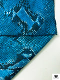 Italian Snakeskin Printed Cotton Shirting - Deep Turquoise / White