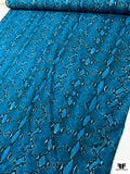 Italian Snakeskin Printed Cotton Shirting - Deep Turquoise / White