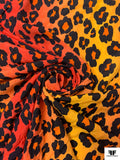 Italian Cheetah Printed Viscose Challis - Orange / Marigold / Black