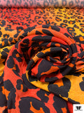 Italian Cheetah Printed Viscose Challis - Orange / Marigold / Black