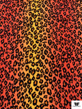 Italian Cheetah Printed Viscose Challis - Orange / Marigold / Black