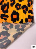 Italian Cheetah Printed Viscose Challis - Orange / Marigold / Black