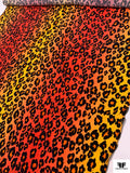 Italian Cheetah Printed Viscose Challis - Orange / Marigold / Black