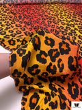 Italian Cheetah Printed Viscose Challis - Orange / Marigold / Black