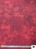 Italian Ruffo Coli Foggy Floral Warp Printed Polyester Taffeta - Cranberry