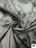 Italian Ruffo Coli Foggy Floral Warp Printed Polyester Taffeta - Light Grey / Dark Grey