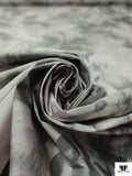 Italian Ruffo Coli Foggy Floral Warp Printed Polyester Taffeta - Light Grey / Dark Grey