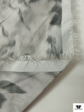 Italian Ruffo Coli Foggy Floral Warp Printed Polyester Taffeta - Light Grey / Dark Grey