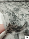 Italian Ruffo Coli Foggy Floral Warp Printed Polyester Taffeta - Light Grey / Dark Grey