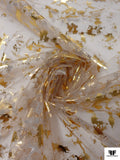 Italian Metallic Foil Printed Fine Tulle - Gold / Silver / Light Beige