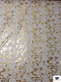 Italian Metallic Foil Printed Fine Tulle - Gold / Silver / Light Beige