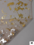 Italian Metallic Foil Printed Fine Tulle - Gold / Silver / Light Beige