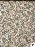 Paisley Printed Cotton Voile - Dark Brown / Olive / Salmon / Sky Blue