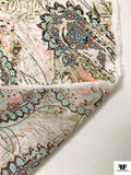 Paisley Printed Cotton Voile - Dark Brown / Olive / Salmon / Sky Blue