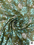 Floral Printed Cotton Voile - Army Green / Sky Blue / Seafoam / Pale PInk