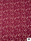 Paisley Silhouette Printed Cotton Lawn - Dark Amaranth / Ecru