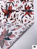 Leaf Branches and Birds Printed Cotton Lawn - Red / Maroon / Navy / White