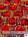 Lines and Squares Block Printed Cotton Shirting - Reds / Marigold / White