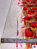 Lines and Squares Block Printed Cotton Shirting - Reds / Marigold / White