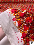 Lines and Squares Block Printed Cotton Shirting - Reds / Marigold / White