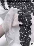 Floral Silhouette Printed Cotton Voile - Black / White