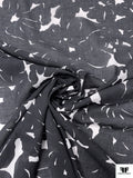 Floral Silhouette Printed Cotton Voile - Black / White