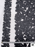 Floral Silhouette Printed Cotton Voile - Black / White