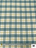 Plaid Yarn-Dyed Fine Cotton Flannel - Dusty Blue-Turquoise / Cream / Yellow