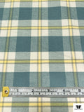 Plaid Yarn-Dyed Fine Cotton Flannel - Dusty Blue-Turquoise / Cream / Yellow