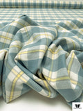 Plaid Yarn-Dyed Fine Cotton Flannel - Dusty Blue-Turquoise / Cream / Yellow