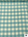 Buffalo Plaid Yarn-Dyed Fine Cotton Flannel - Dusty Aquamarine / Crem