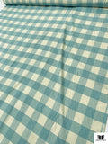 Buffalo Plaid Yarn-Dyed Fine Cotton Flannel - Dusty Aquamarine / Crem