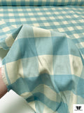 Buffalo Plaid Yarn-Dyed Fine Cotton Flannel - Dusty Aquamarine / Crem