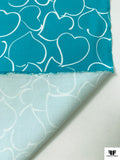 Made in Switzerland Hearts Printed Stretch Cotton Twill - Turquoise / White