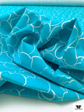 Made in Switzerland Hearts Printed Stretch Cotton Twill - Turquoise / White