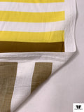 Italian Horizontal Striped Printed Fine Brushed Cotton Lawn - Yellow / Turmeric / Brown / Light Blue / White