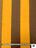 Italian Horizontal Striped Printed Fine Brushed Cotton Lawn - Yellow / Turmeric / Brown / Light Blue / White