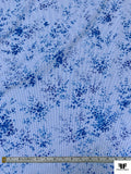 Italian Floral Printed and Mini Gingham Yarn-Dyed Cotton Shirting - Blue / White