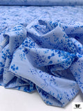 Italian Floral Printed and Mini Gingham Yarn-Dyed Cotton Shirting - Blue / White