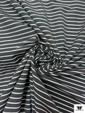 Italian Horizontal Striped Yarn-Dyed Cotton-Silk Shirting - Soft Black / White