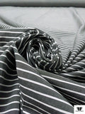 Italian Horizontal Striped Yarn-Dyed Cotton-Silk Shirting - Soft Black / White