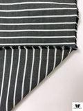 Italian Horizontal Striped Yarn-Dyed Cotton-Silk Shirting - Soft Black / White