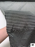 Italian Horizontal Striped Yarn-Dyed Cotton-Silk Shirting - Soft Black / White