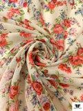 Made in Germany Floral Printed Silk-Cotton Voile - Beige / Rouge Reds / Light Blue