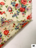 Made in Germany Floral Printed Silk-Cotton Voile - Beige / Rouge Reds / Light Blue